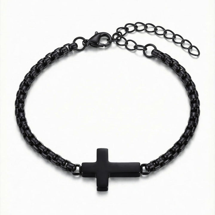 Christianartworkshop Elegante bracciale a catena con croce lucida: segno di costante protezione celeste. - Nero - image 5
