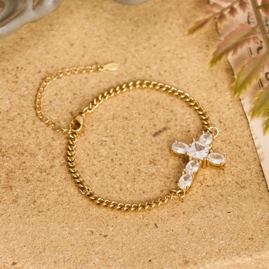 Christianartworkshop Bracciale con croce di cristallo sfaccettata: simbolo di calma e pace eterna. - image 2