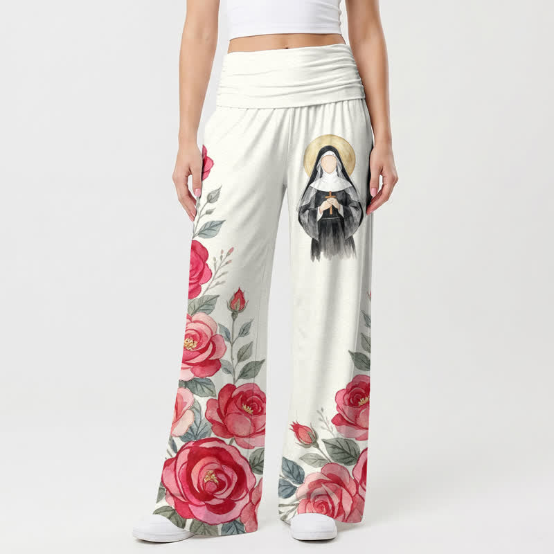 Christianartworkshop Pantaloni a gamba larga da donna Haloed Nun Rose Watercolor - US22,UK/AU26,EU54 - image 0