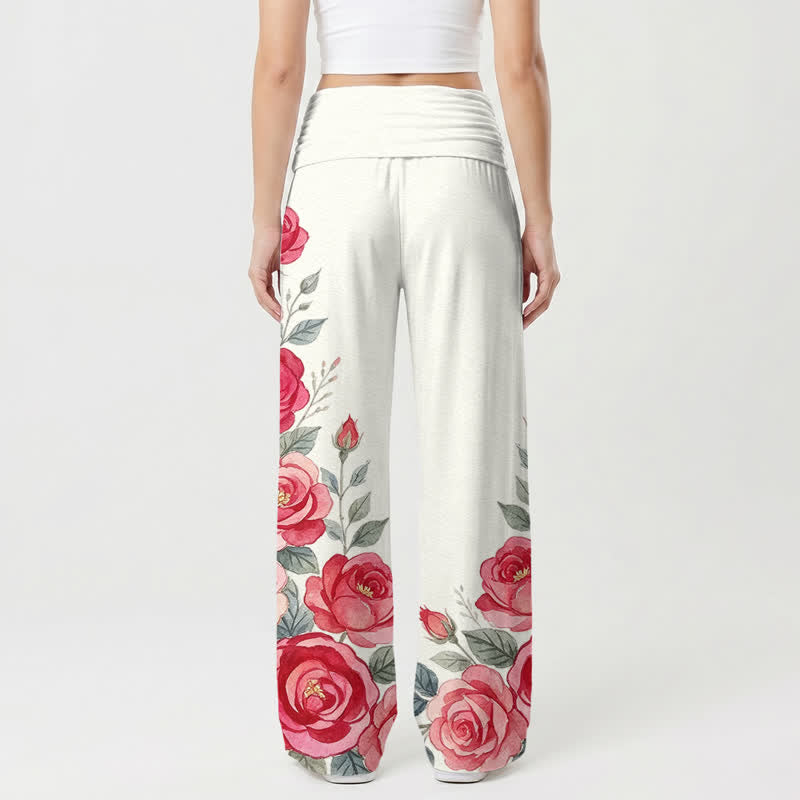 Christianartworkshop Pantaloni a gamba larga da donna Haloed Nun Rose Watercolor - image 1