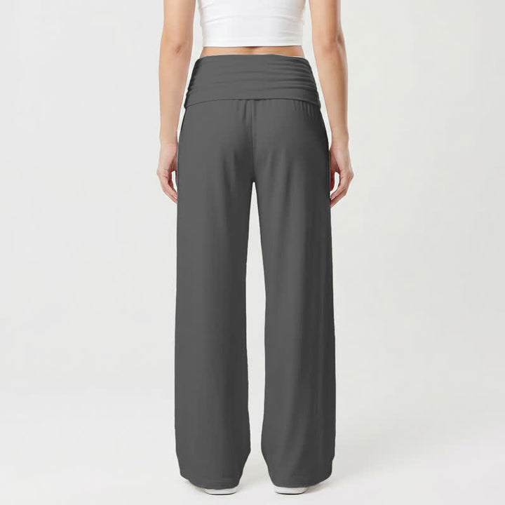 Christianartworkshop Pantaloni da donna a gamba larga con risvolto rosa "Jesus Saves Pink Cross". - image 7