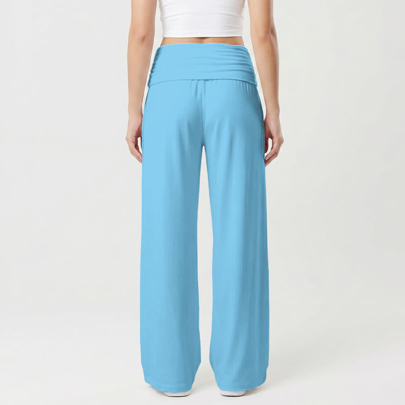 Christianartworkshop Pantaloni da donna a gamba larga a vita alta con motivo a croce di Gesù, morbidi e drappeggiati. - image 13