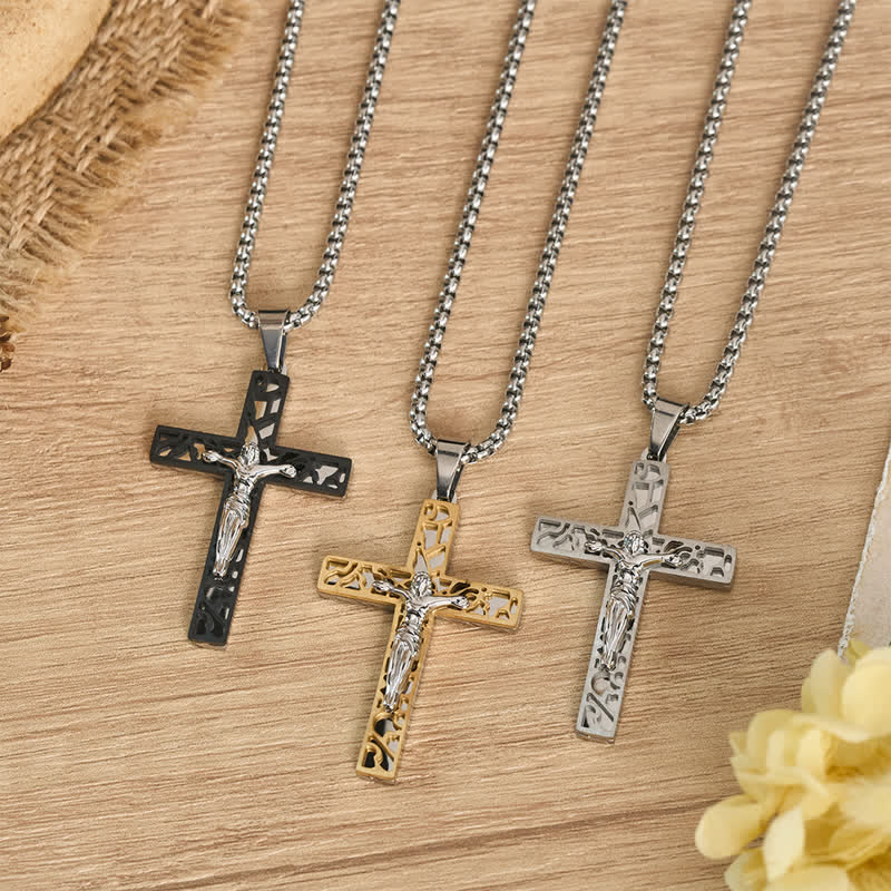Christianartworkshop Collana con ciondolo a forma di crocifisso traforato del Corpus Domini: simbolo della divina misericordia che perdura nel tempo. - image 0