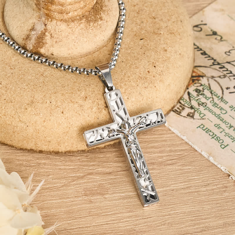 Christianartworkshop Collana con ciondolo a forma di crocifisso traforato del Corpus Domini: simbolo della divina misericordia che perdura nel tempo. - Argento - image 1