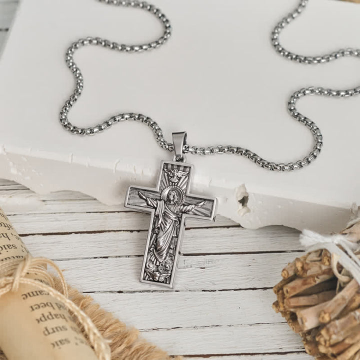 Christianartworkshop Collana con ciondolo a crocifisso con aureola luminosa e lucida: simbolo di eterna grazia divina. - image 9