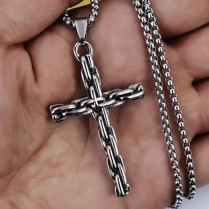 Christianartworkshop Collana con croce a catena scolpita: simbolo di calma e pace duratura - image 5