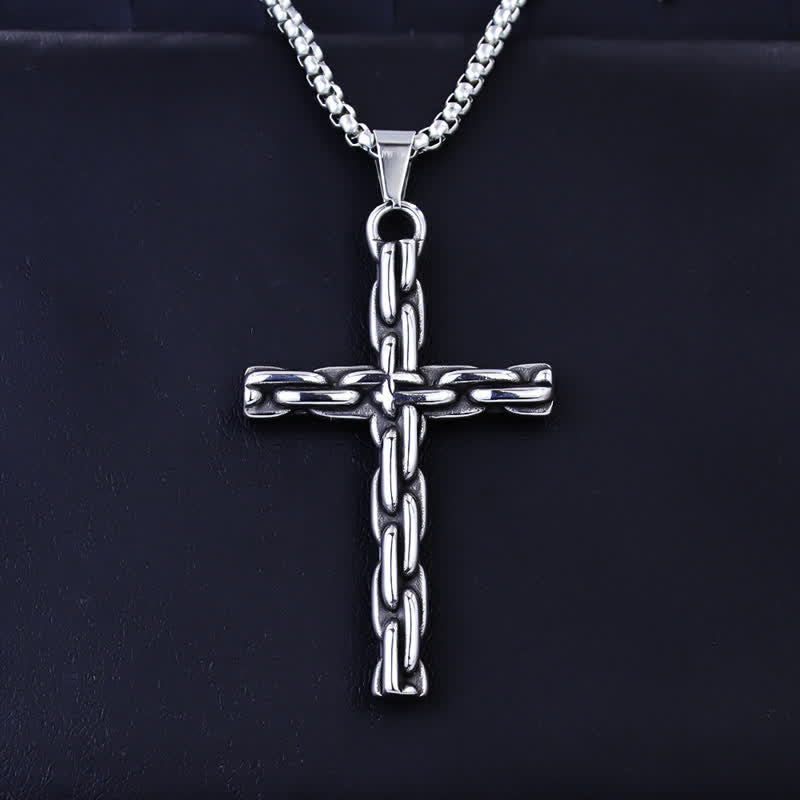 Christianartworkshop Collana con croce a catena scolpita: simbolo di calma e pace duratura - Attraverso - image 0