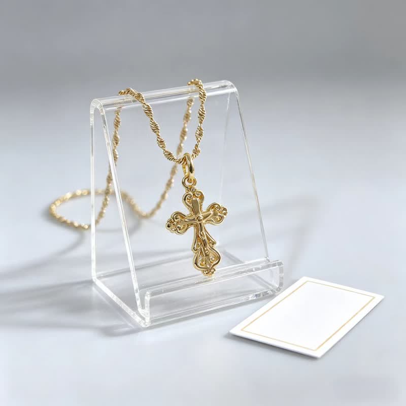 Christianartworkshop Collana con croce sacra in filigrana di rame: simbolo di calma e pace duratura. - image 3