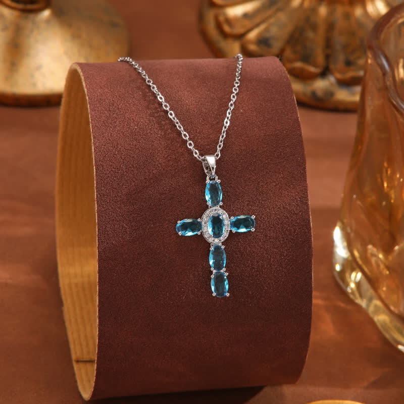 Christianartworkshop Collana con croce di gemme sacre: simbolo di calma e pace duratura - Blu scuro - image 14