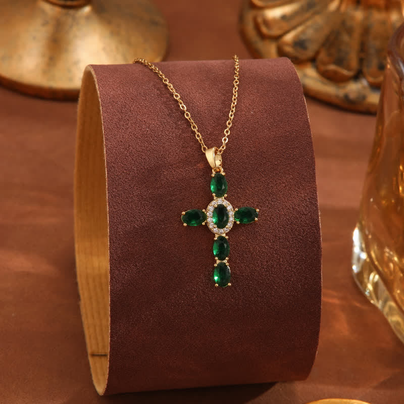 Christianartworkshop Collana con croce di gemme sacre: simbolo di calma e pace duratura - Verde - image 13
