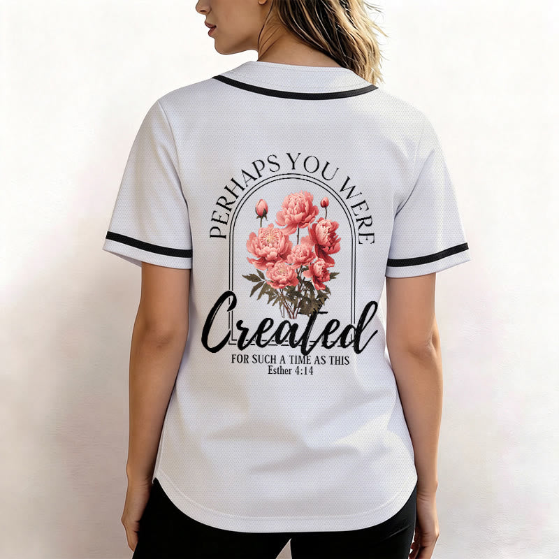 Christianartworkshop "Forse sei stato creato per un tempo come questo" Ester 4:14 Maglia da baseball con stampa di peonia e fede - image 3