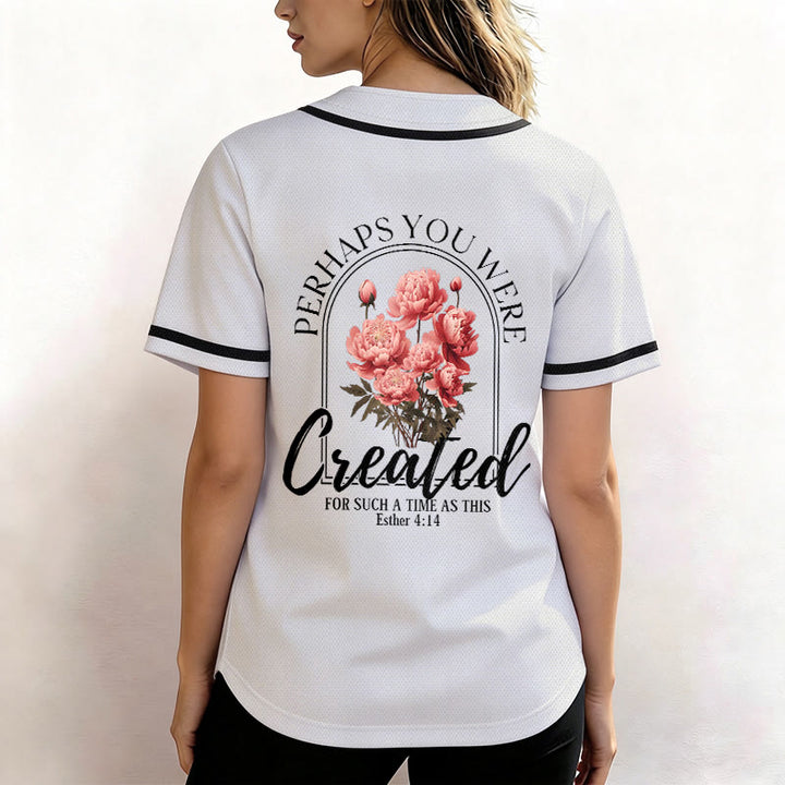 Christianartworkshop "Forse sei stato creato per un tempo come questo" Ester 4:14 Maglia da baseball con stampa di peonia e fede - image 3