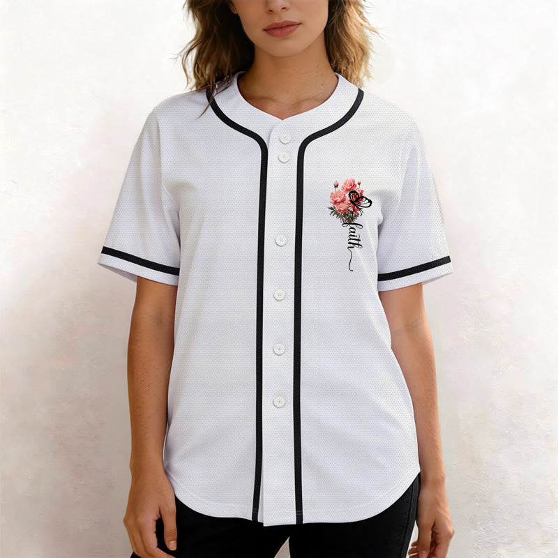Christianartworkshop "Forse sei stato creato per un tempo come questo" Ester 4:14 Maglia da baseball con stampa di peonia e fede - image 4