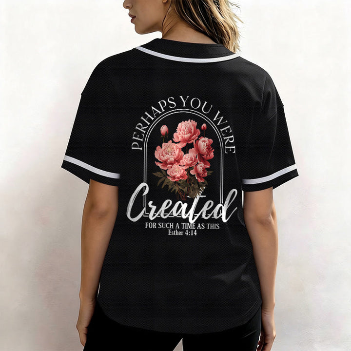 Christianartworkshop "Forse sei stato creato per un tempo come questo" Ester 4:14 Maglia da baseball con stampa di peonia e fede - image 10