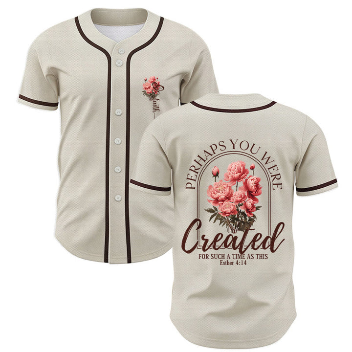 Christianartworkshop "Forse sei stato creato per un tempo come questo" Ester 4:14 Maglia da baseball con stampa di peonia e fede - Beige - 5XL - image 14