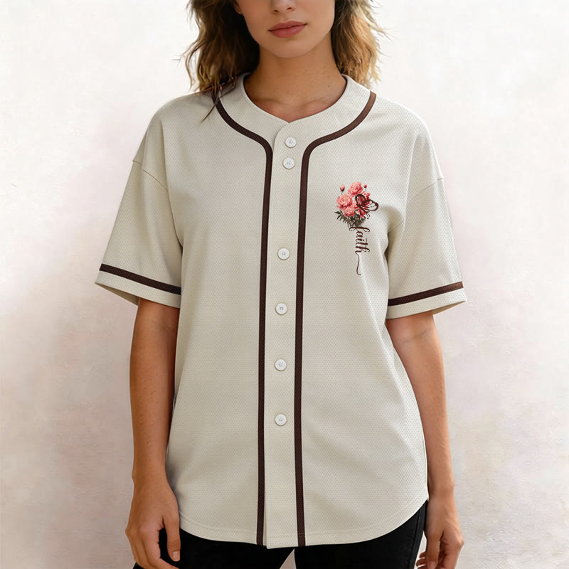 Christianartworkshop "Forse sei stato creato per un tempo come questo" Ester 4:14 Maglia da baseball con stampa di peonia e fede - image 18