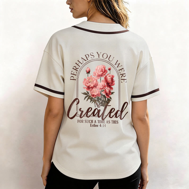 Christianartworkshop "Forse sei stato creato per un tempo come questo" Ester 4:14 Maglia da baseball con stampa di peonia e fede - image 17