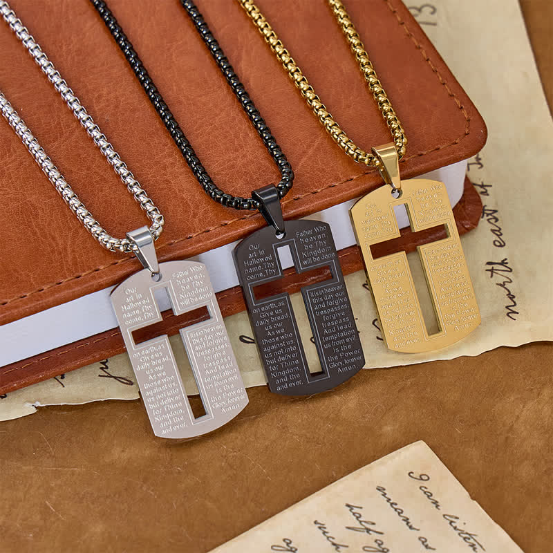 Christianartworkshop Collana con targhetta a forma di croce cava e citazione biblica: simbolo di protezione divina - image 1