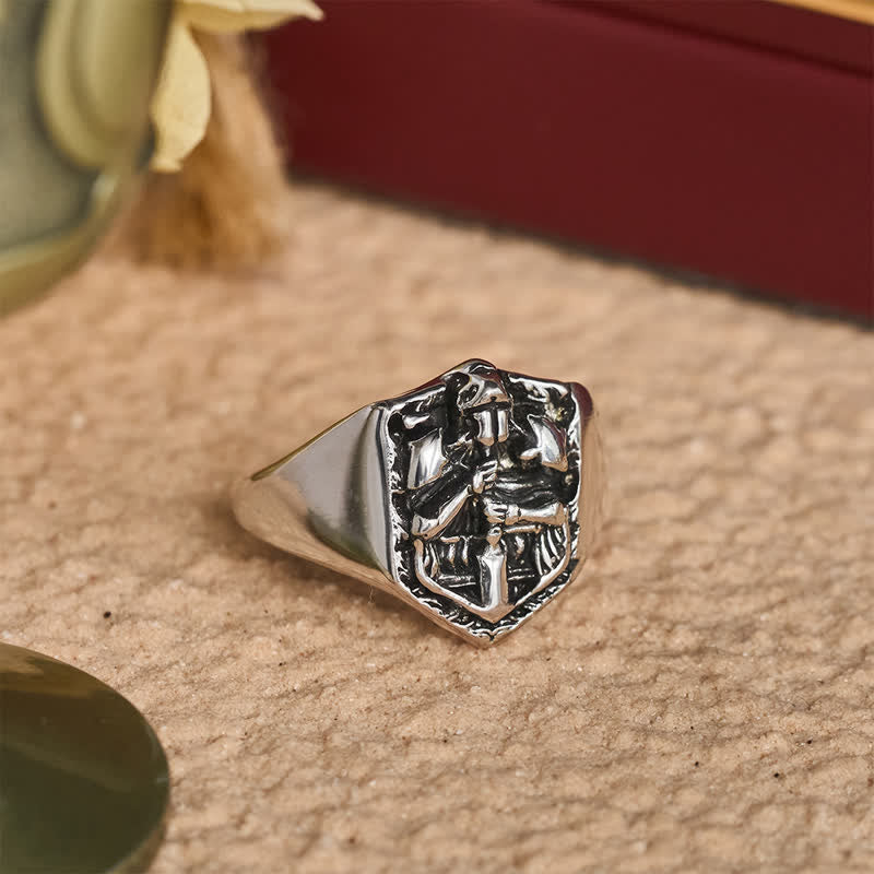 Christianartworkshop Anello con sigillo del Sacro Cavaliere profondamente inciso: simbolo di protezione divina - image 6