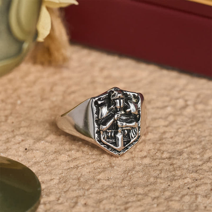 Christianartworkshop Anello con sigillo del Sacro Cavaliere profondamente inciso: simbolo di protezione divina - image 6