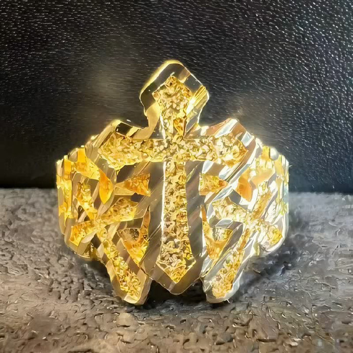 Christianartworkshop Anello in acciaio inossidabile con croce dalla grana robusta: segno di benedizioni celesti. - US 11 - image 0