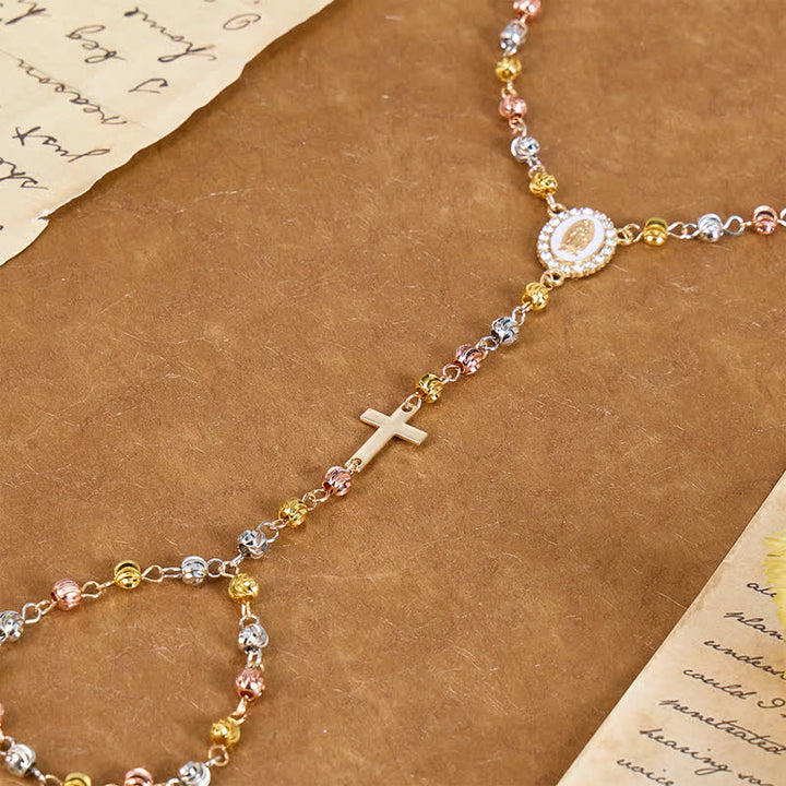 Christianartworkshop Collana con medaglione e perline della Sacra Madonna: simbolo di calma e pace duratura. - image 3