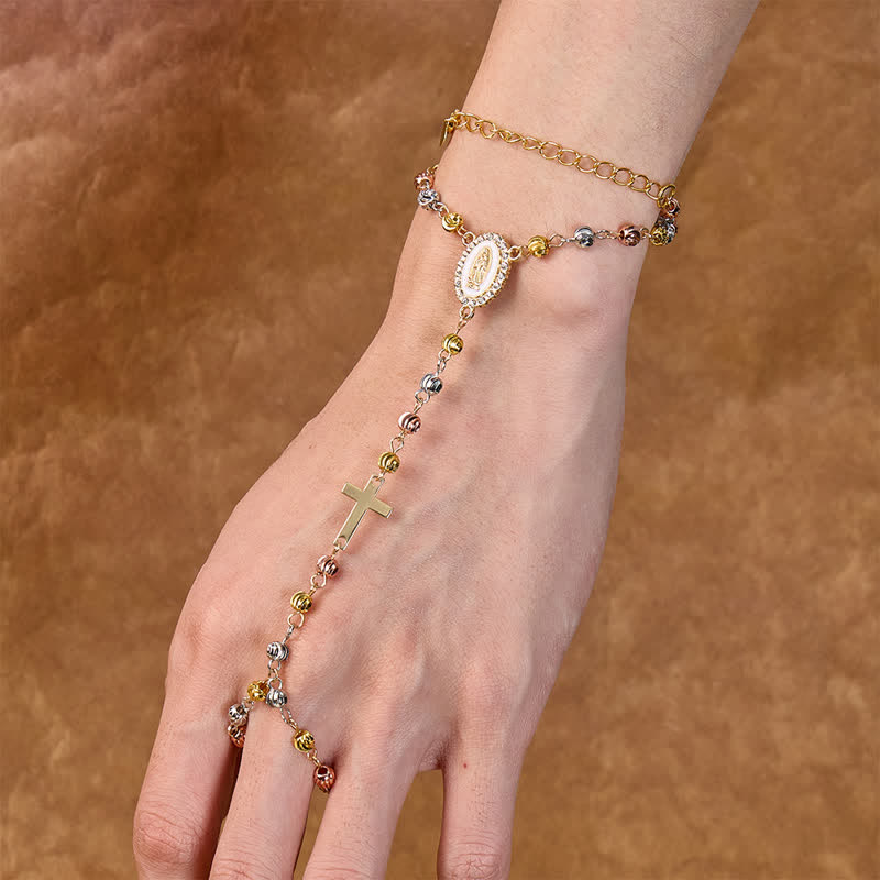 Christianartworkshop Collana con medaglione e perline della Sacra Madonna: simbolo di calma e pace duratura. - image 1