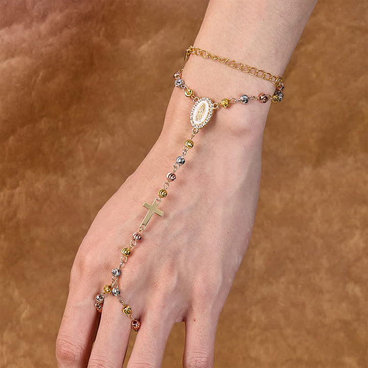 Christianartworkshop Collana con medaglione e perline della Sacra Madonna: simbolo di calma e pace duratura. - image 1