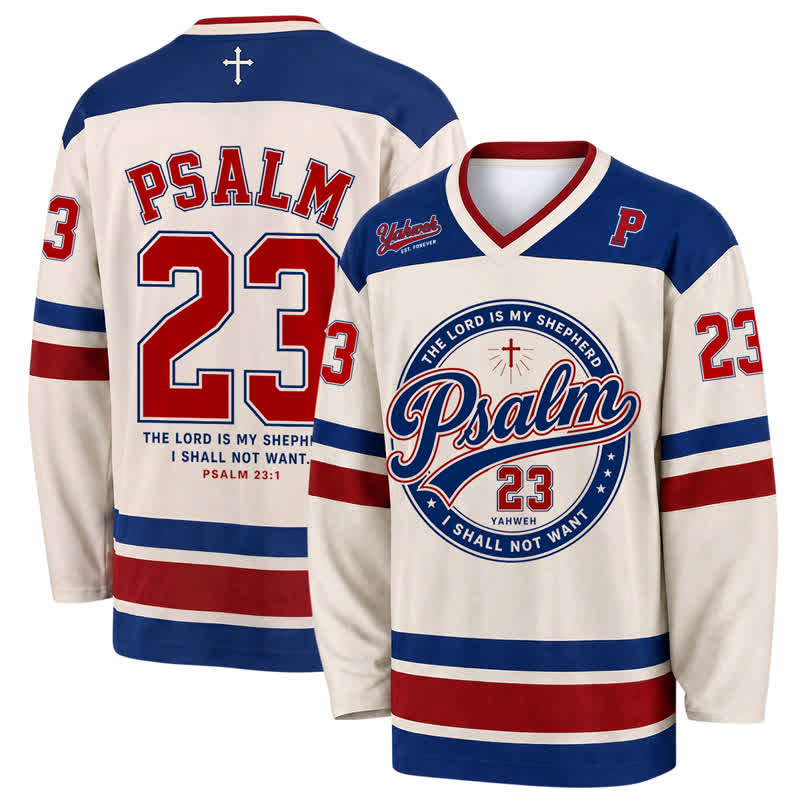 Christianartworkshop Maglia da hockey a maniche lunghe stile college vintage con il Salmo 23 - 5XL - image 0