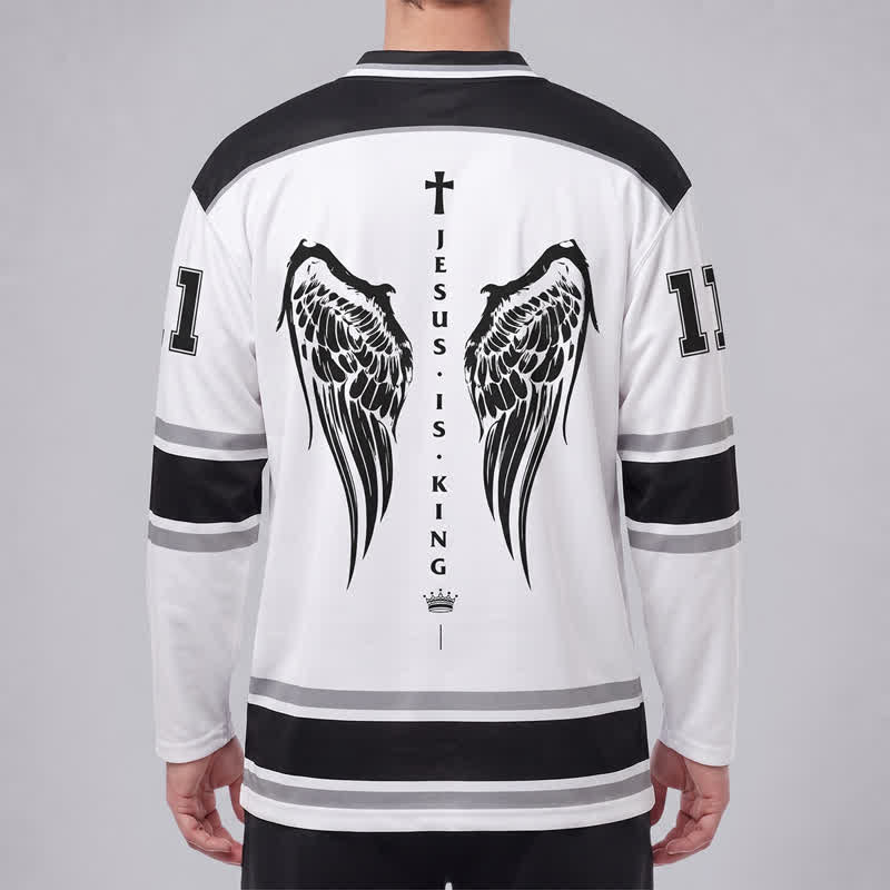 Christianartworkshop Maglia da hockey streetwear monocromatica "Jesus Is King" - image 4
