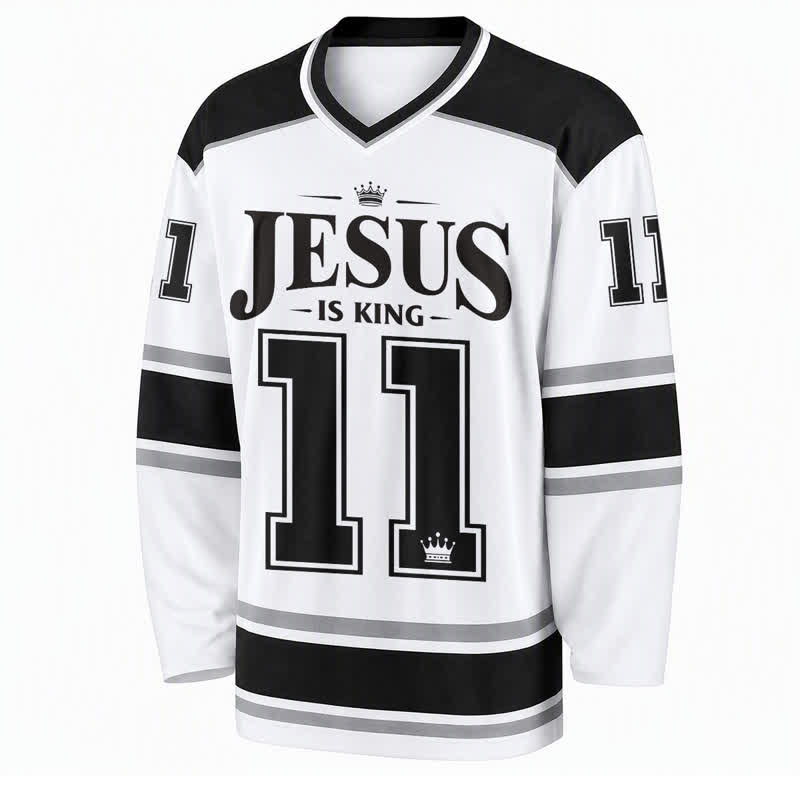 Christianartworkshop Maglia da hockey streetwear monocromatica "Jesus Is King" - image 1