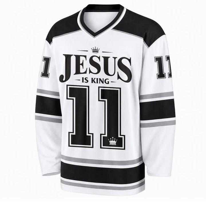 Christianartworkshop Maglia da hockey streetwear monocromatica "Jesus Is King" - image 1