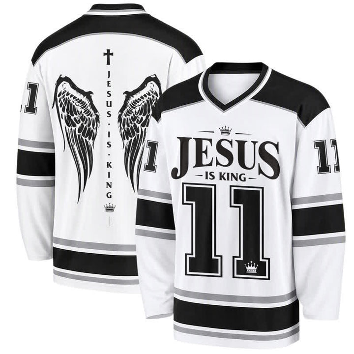 Christianartworkshop Maglia da hockey streetwear monocromatica "Jesus Is King" - 5XL - image 0
