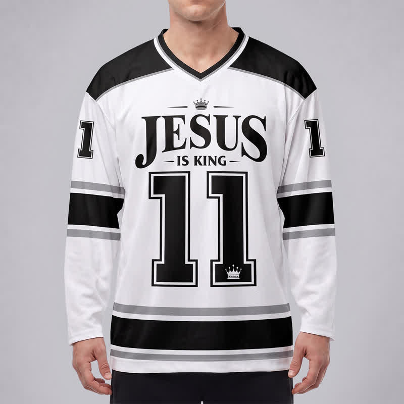 Christianartworkshop Maglia da hockey streetwear monocromatica "Jesus Is King" - image 3