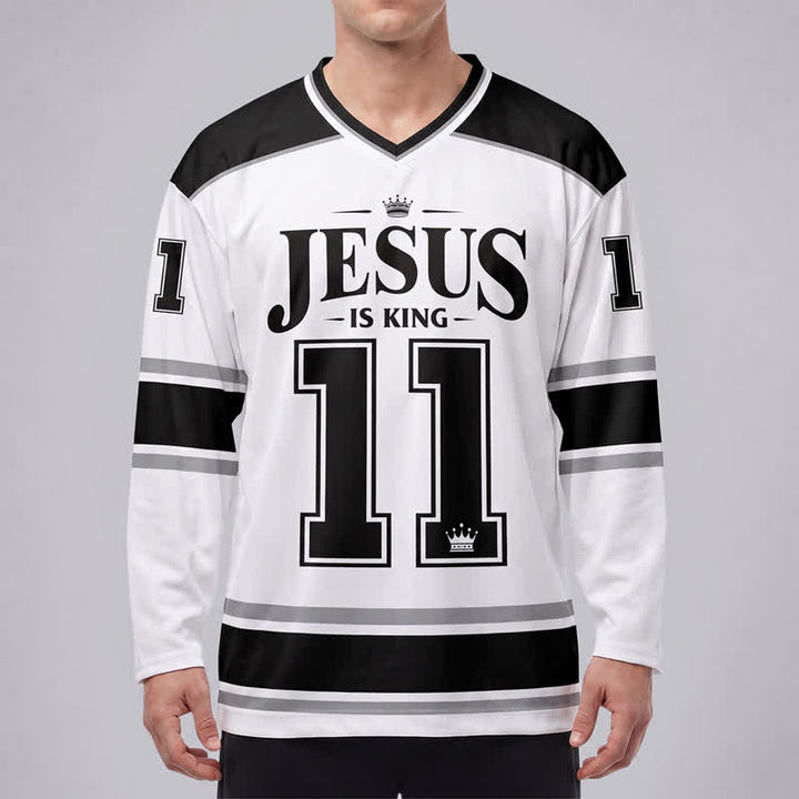 Christianartworkshop Maglia da hockey streetwear monocromatica "Jesus Is King" - image 3