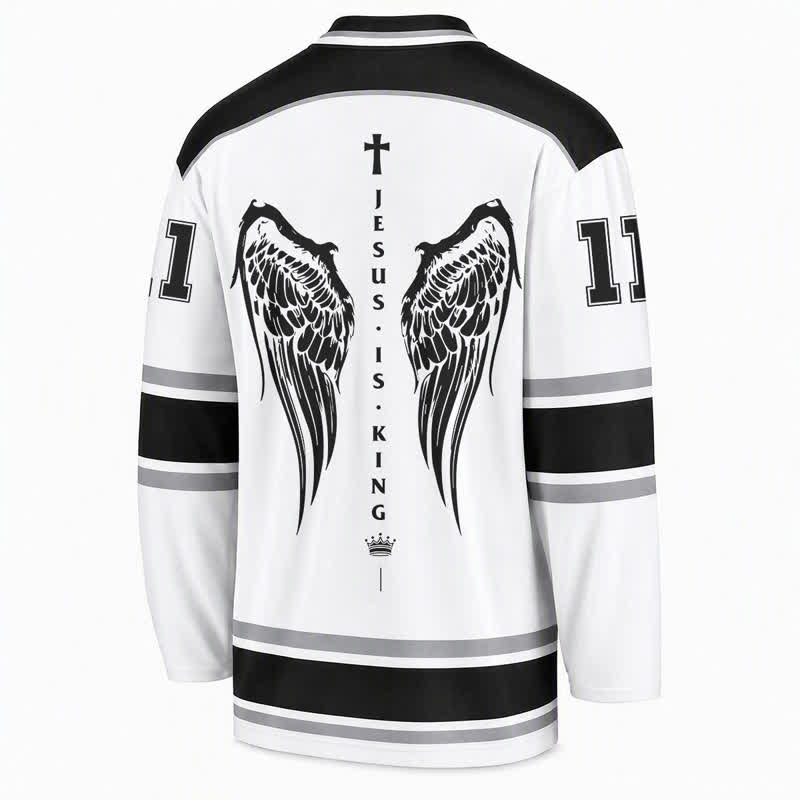 Christianartworkshop Maglia da hockey streetwear monocromatica "Jesus Is King" - image 2