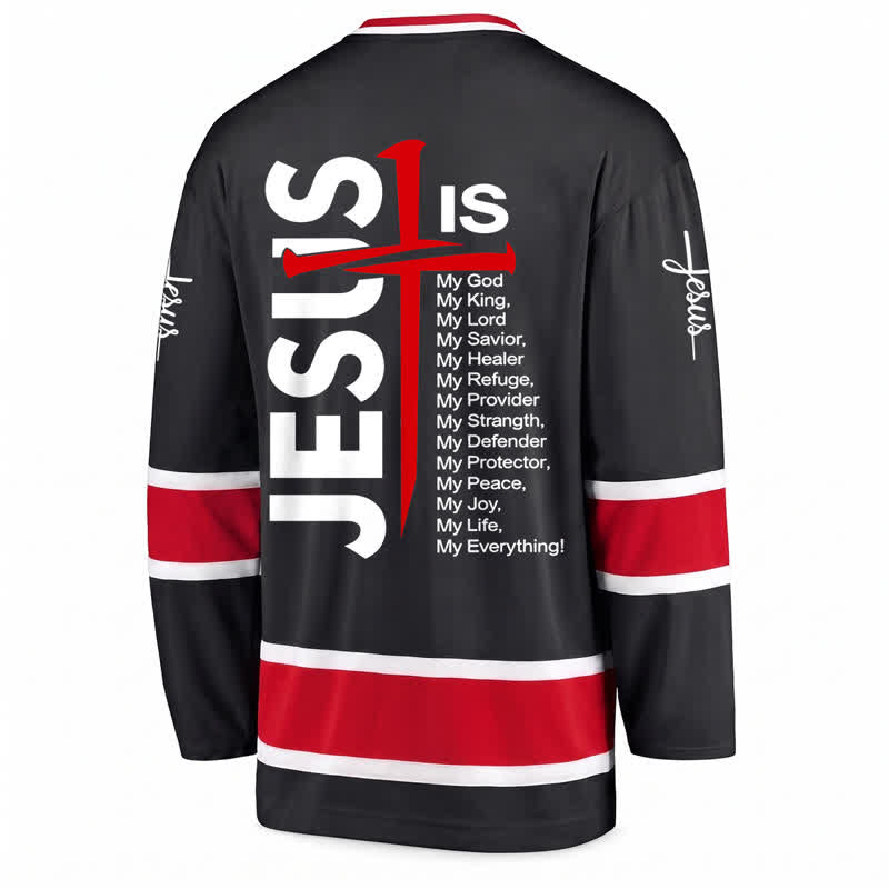 Christianartworkshop Maglia da hockey nera con la scritta "Gesù Croce" - image 2