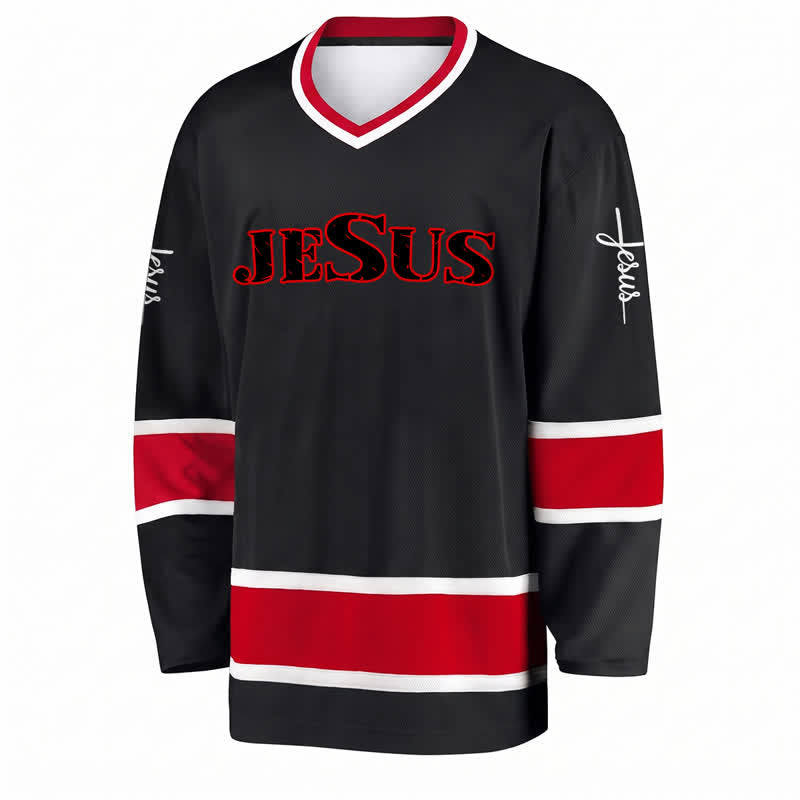 Christianartworkshop Maglia da hockey nera con la scritta "Gesù Croce" - image 1