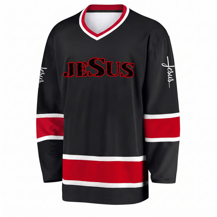Christianartworkshop Maglia da hockey nera con la scritta "Gesù Croce" - image 1