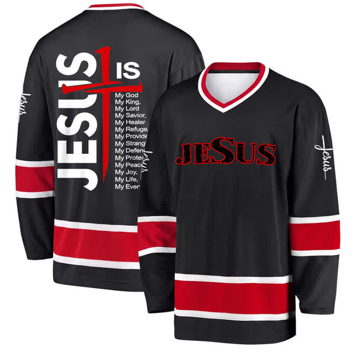 Christianartworkshop Maglia da hockey nera con la scritta "Gesù Croce" - 5XL - image 0