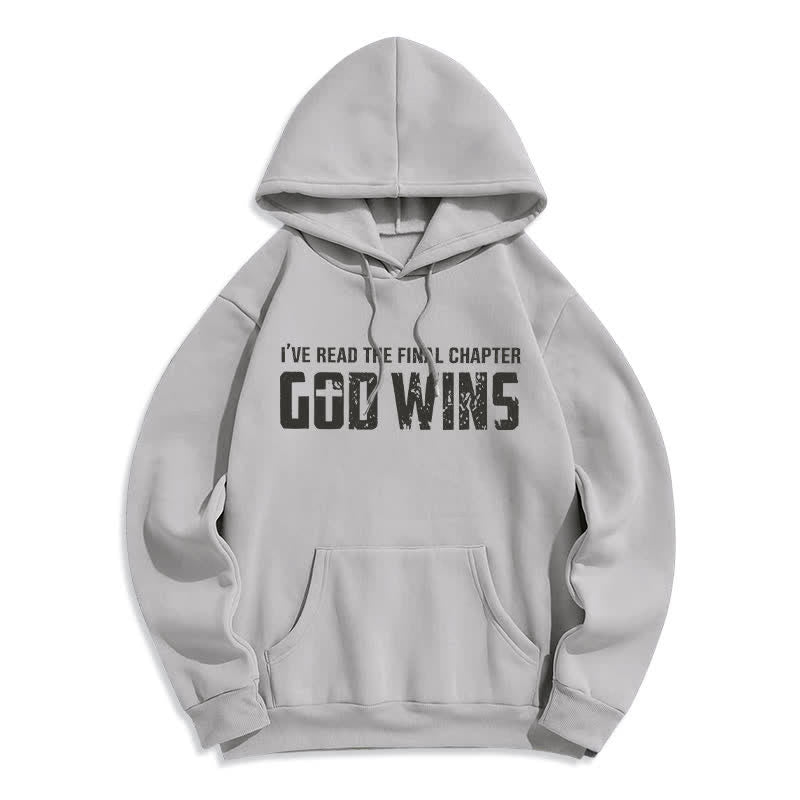 Christianartworkshop Felpa con cappuccio oversize in pile con stampa vintage "God Wins" - Grigio - 2XL - image 0