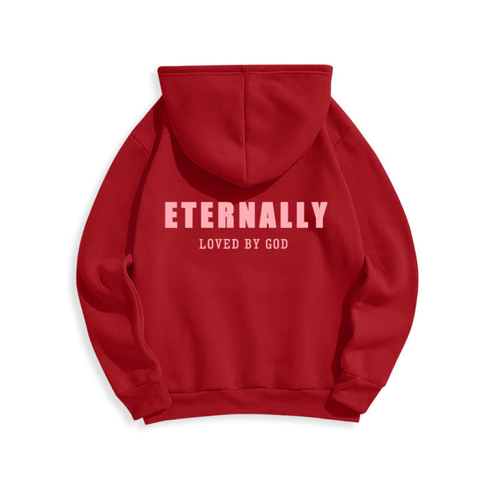 Christianartworkshop Felpa con cappuccio in pile "Eternamente amato da Dio" - Rosso - 2XL - image 19