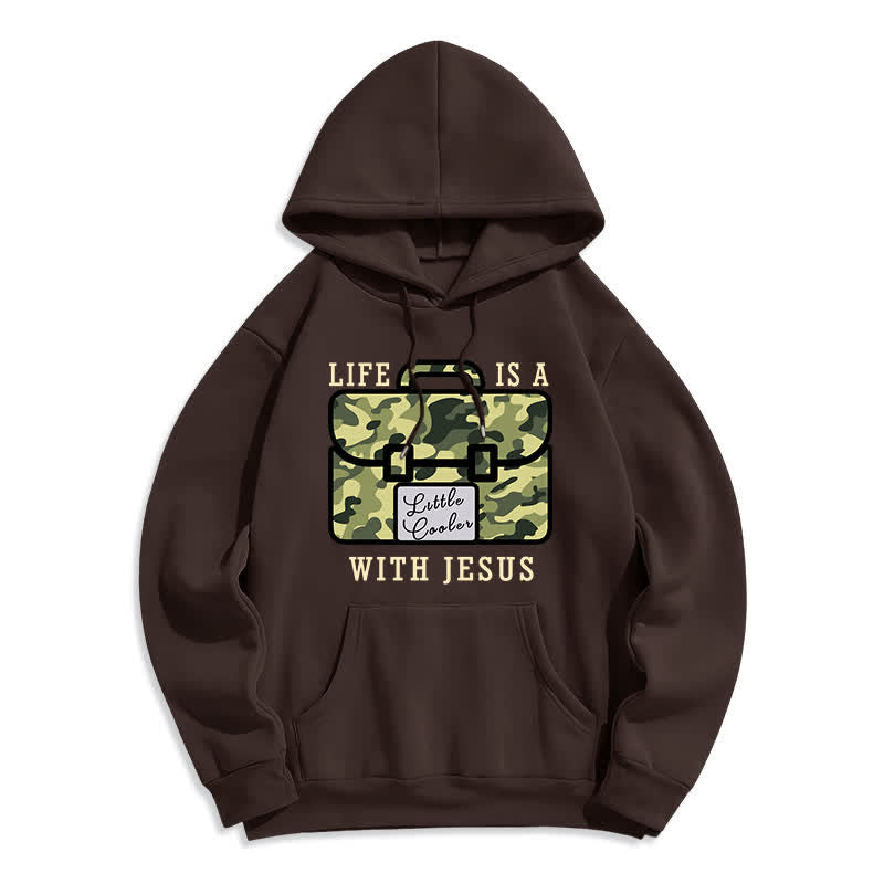 Christianartworkshop Felpa con cappuccio in pile con stampa mimetica "Life With Jesus" - Beige - 2XL - image 4