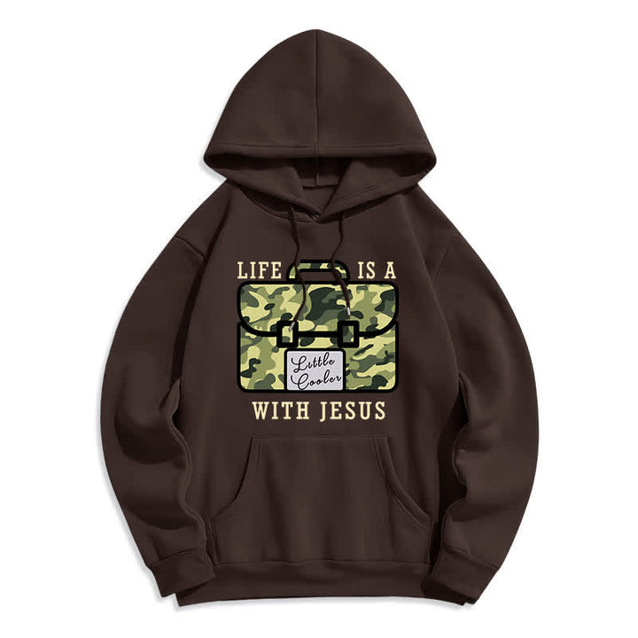 Christianartworkshop Felpa con cappuccio in pile con stampa mimetica "Life With Jesus" - Beige - 2XL - image 4