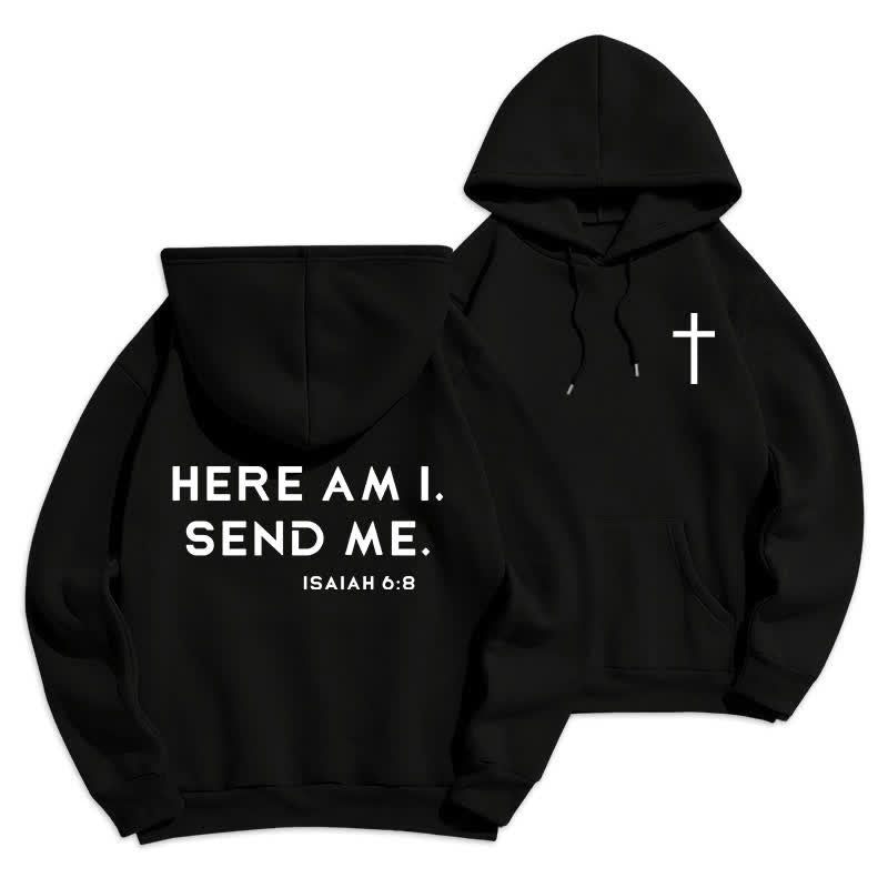 Christianartworkshop Eccomi, mandami Isaia 6:8 Felpa con cappuccio in pile - Nero - 2XL - image 0