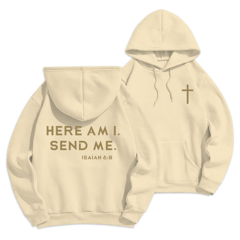Christianartworkshop Eccomi, mandami Isaia 6:8 Felpa con cappuccio in pile - Beige - 2XL - image 6
