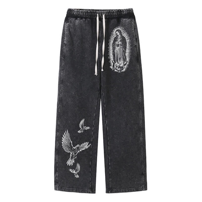 Christianartworkshop Pantaloni della tuta vintage Madonna And Dove lavati - Nero - 2XL - image 0