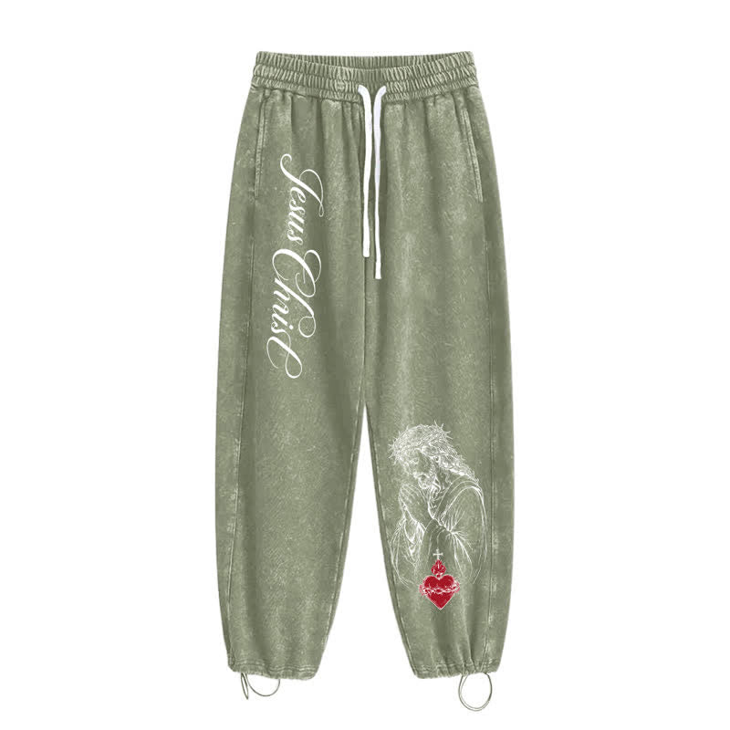 Christianartworkshop Pantaloni della tuta lavati con scritta "Sacro Cuore" di Gesù Cristo - image 10