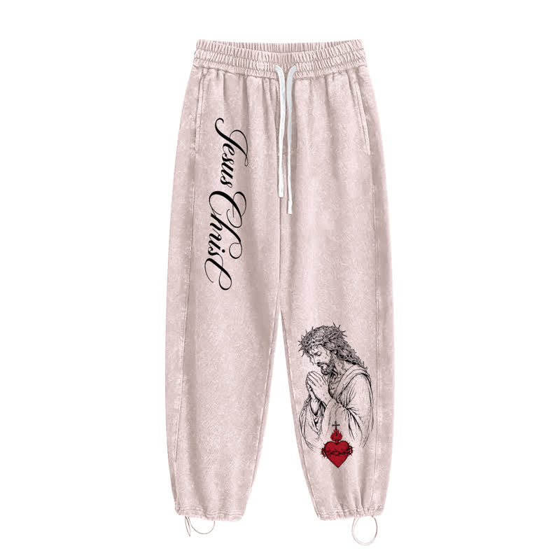 Christianartworkshop Pantaloni della tuta lavati con scritta "Sacro Cuore" di Gesù Cristo - image 18