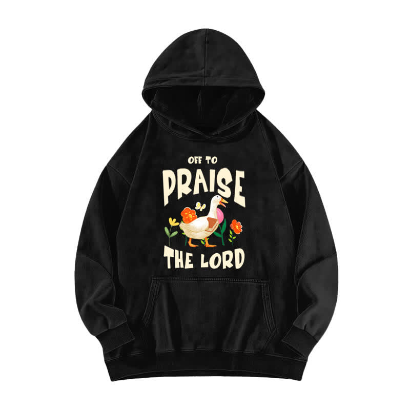 Christianartworkshop Felpa con cappuccio lavata con stampa floreale "Off To Praise The Lord" - Nero - 5XL - image 1